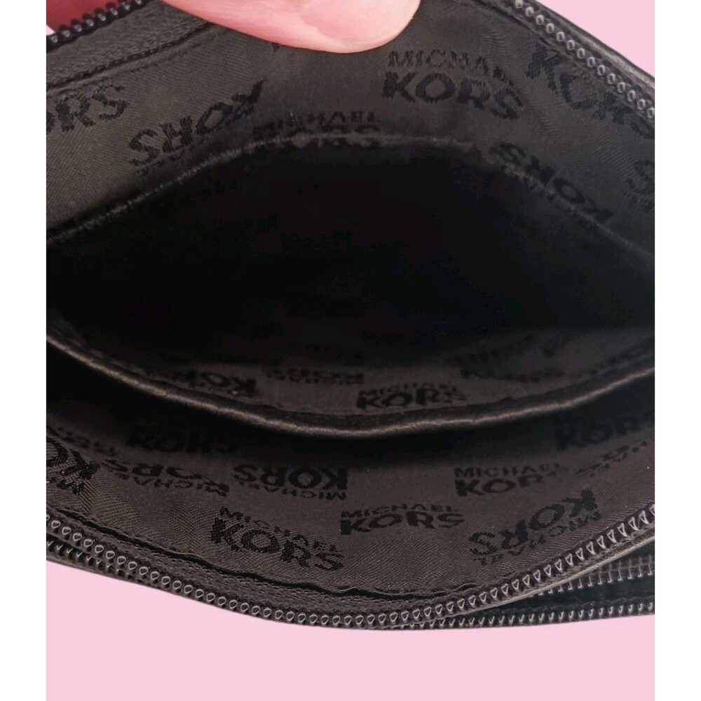 MICHAEL KORS FULTON Black Pebbled Leather Crossbody Bag Small Messenger MK Logo - Picture 6 of 6
